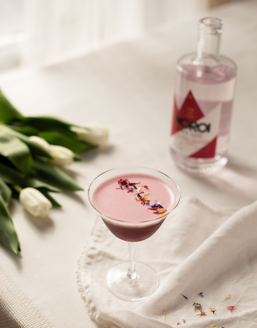Recette cocktail Noroi Sour, fait avec le gin aux petits fruits Noroi